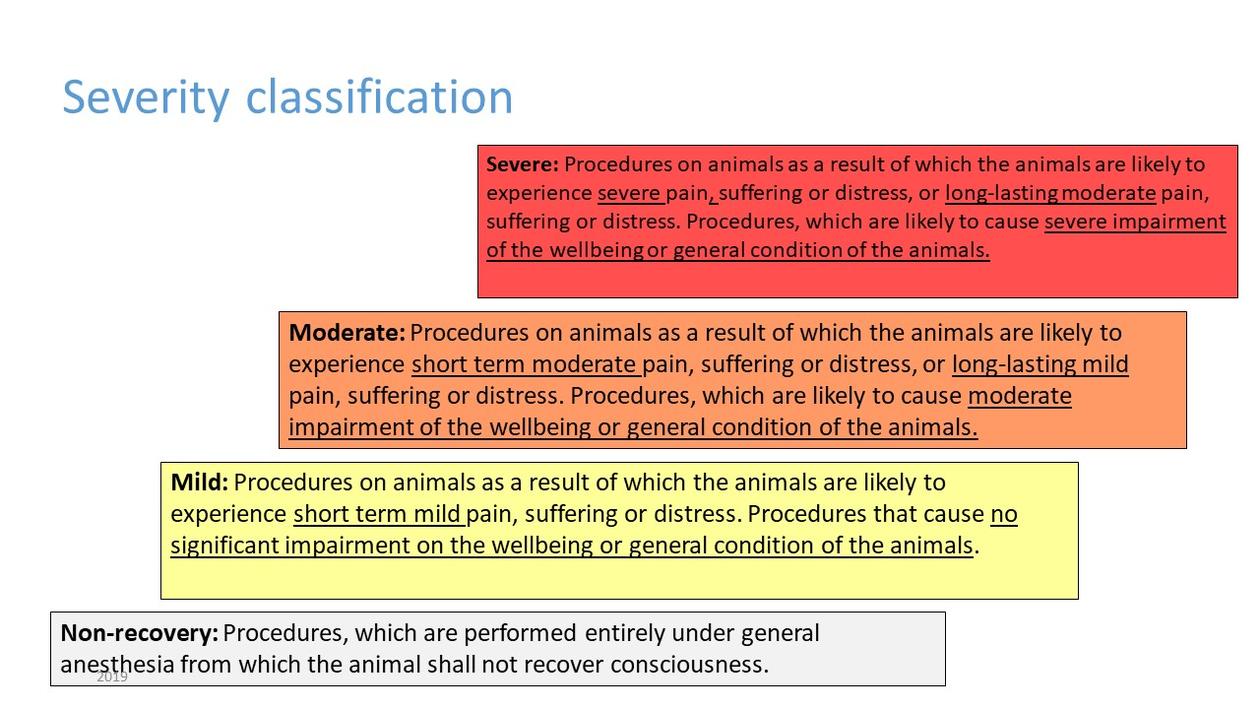 Severity classes of procedures Severity classes of procedures